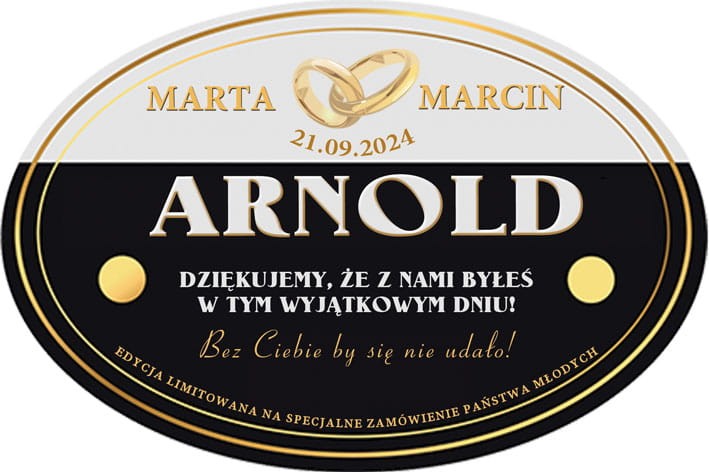 Etykieta personalizowana Seridans z podziękowaniem dla świadka ślubu