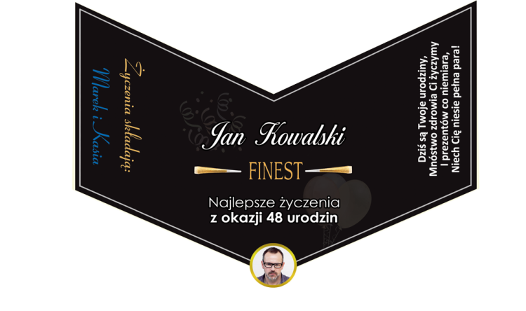 Oryginalny prezent na urodziny - Czarna Etykieta Ballantines z imieniem, nazwiskiem i zdjęciem