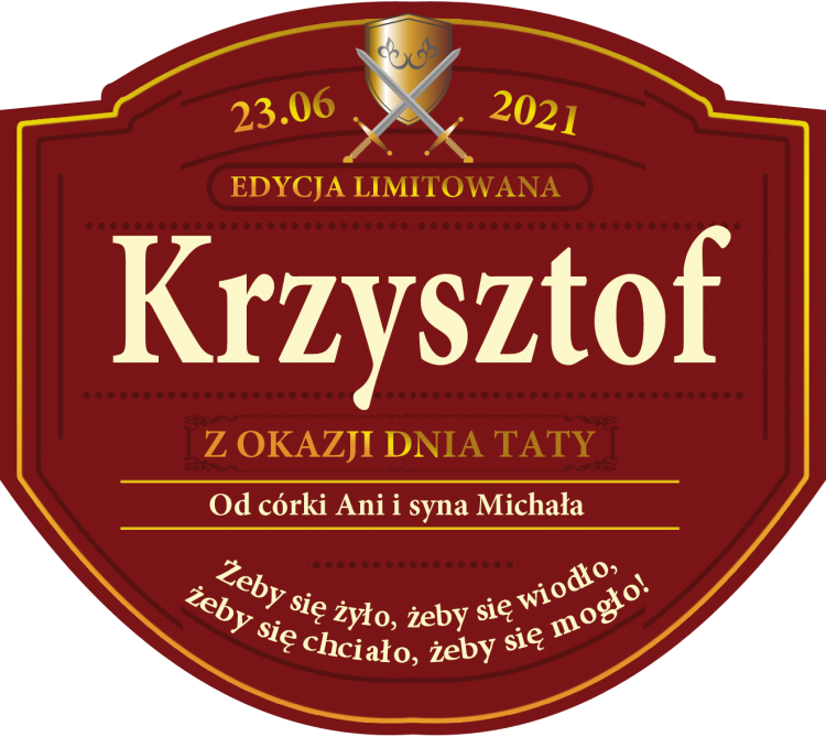 Oryginalny prezent na Dzień Taty - Etykieta z personalizacją GRANTS