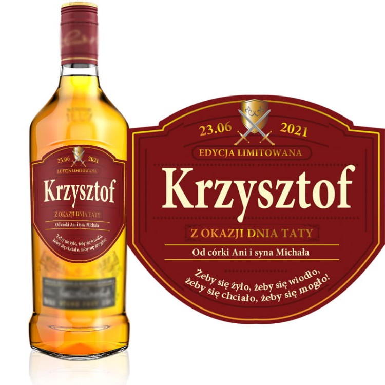 Etykieta personalizowana na whiskey GRANTSA - z okazji Dnia Ojca