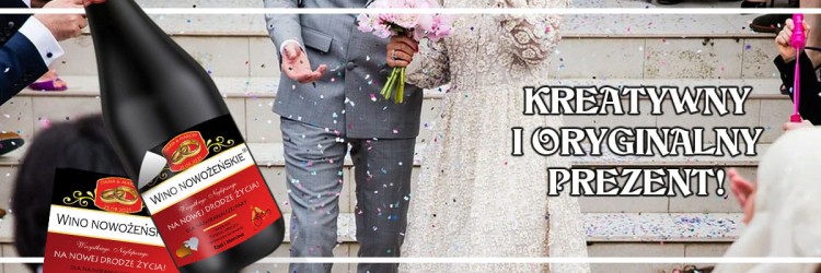 Wyjątkowy prezent ślubny do naklejenia na wino
