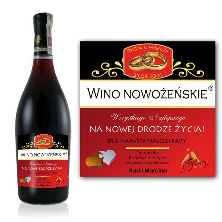 Oryginalny prezent ślubny - etykieta na wino z personalizacją