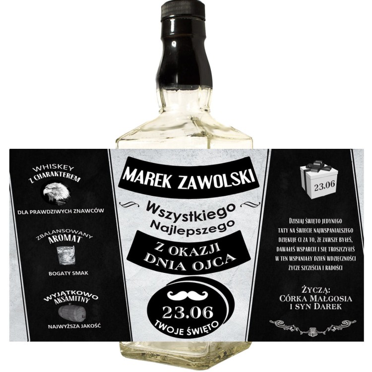 Etykieta personalizowana na whiskey Jacka Danielsa - z okazji Dnia Ojca