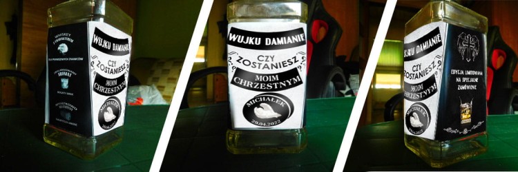 Wyjątkowy sposób na prośbę lub podziękowanie dla Chrzestnej lub chrzestnego- Etykieta na Jacka Danielsa
