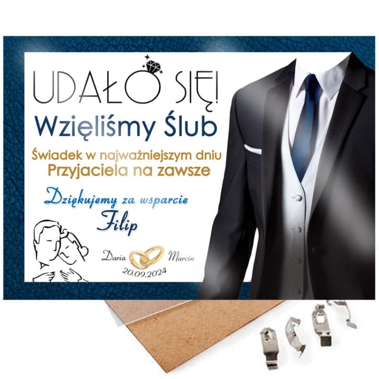 Oryginalny prezent z podziękowaniem dla świadka ślubu -Ramka A4 lub A3