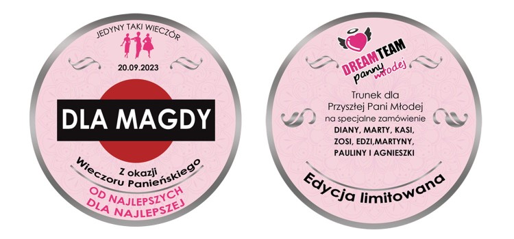 Oryginalny prezent na wieczór Panieński - Etykiety z życzeniami na wino Martini