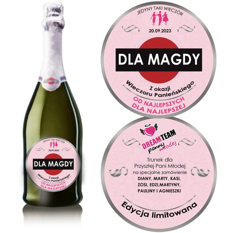 Etykieta na Martini na wieczór Panieński dla Pani młodej