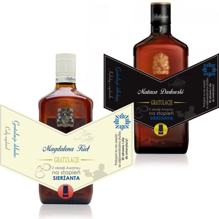 Etykieta personalizowana Ballantines - na awans dla policjanta lub policjantki