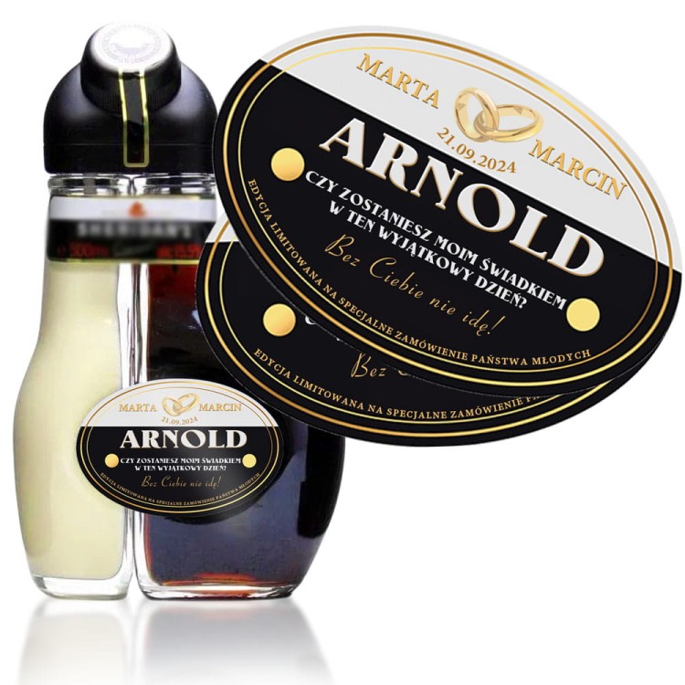 Etykieta zapytaniem dla świadka ślubu na likier Sheridans