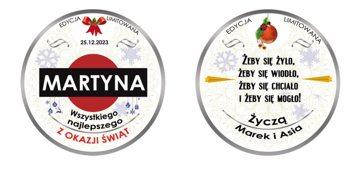 Oryginalny prezent na święta - Etykiety z życzeniami na alkohol Martini