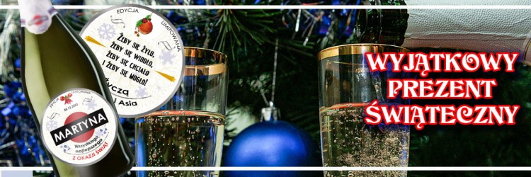 Kreatywny i oryginalny prezent świąteczny- etykiety na alkohol Martini, wino, szampana