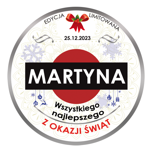 Etykieta z personalizacją świąteczną na Martini
