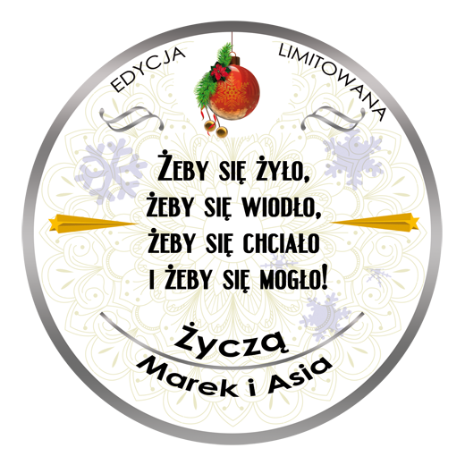 Etykieta z wierszykiem świątecznym na wino Martini
