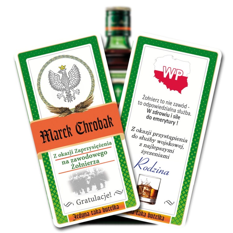 Prezent na Przysięgę Wojskową - Etykieta na Jagermeister
