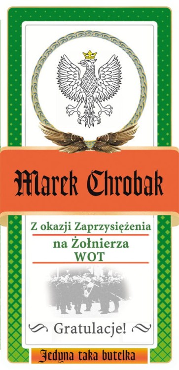 Etykieta na Jagera z personalizacją dla żołnierza Wojsk Obrony Terytorialnej