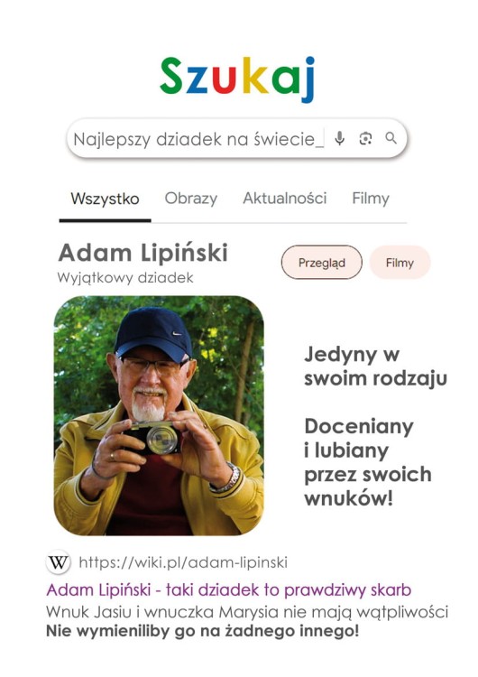 Ramka wyszukiwarka google - zaskakujący prezent dla dziadka