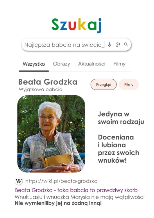 Ramka wyszukiwarka google - zaskakujący prezent dla babci