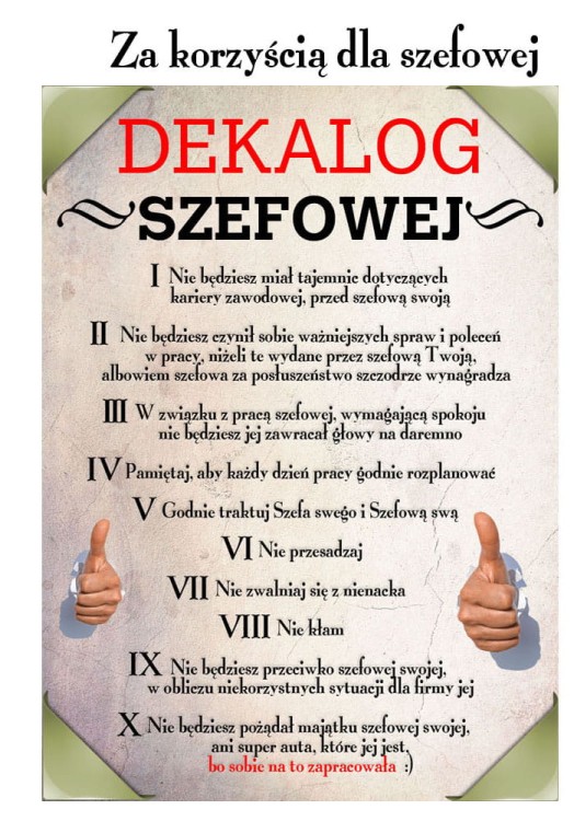Oryginalny prezent od pracowników dla szefowej - Dekalog Szefowej