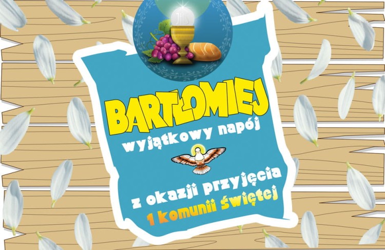 Oryginalny dodatek do prezentu komunijnego- etykieta dla dzieci I Komuni Święta