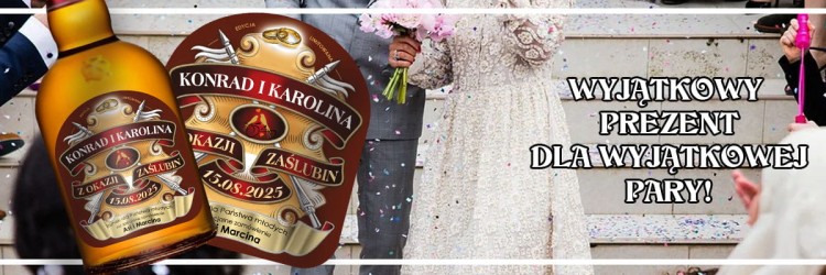 Wyjątkowy prezent na ślub - naklejka na whisky Chivas