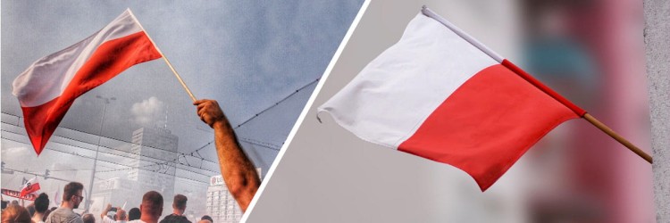 Flaga Biało Czerwona z mocowaniem na kij