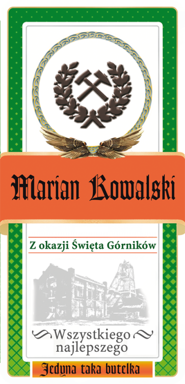 Etykieta personalizowana dla Górnika na Jagera - Barbórka, imieniny, urodziny
