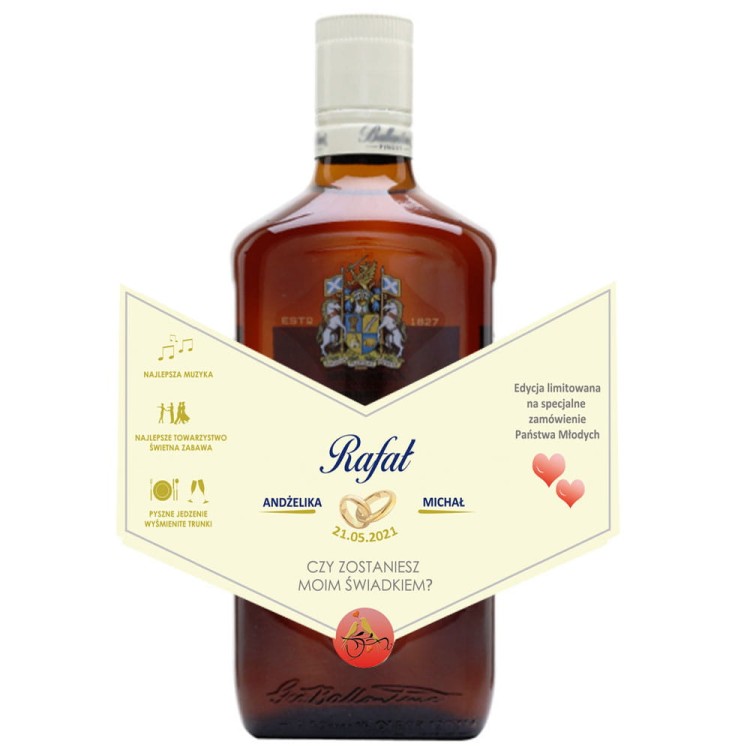 Etykieta personalizowana Dla świadka ślubu na Ballantines