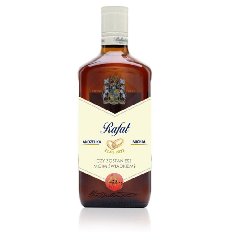 Prośba o świadkowanie na ślubie etykieta whisky Ballant