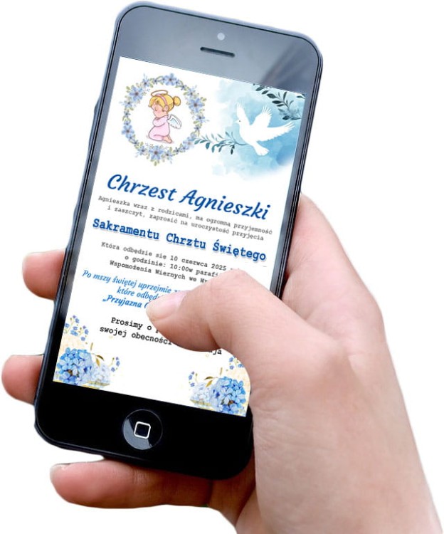 e-zaproszenie z personalizacją z okazii Chrztu Świętego