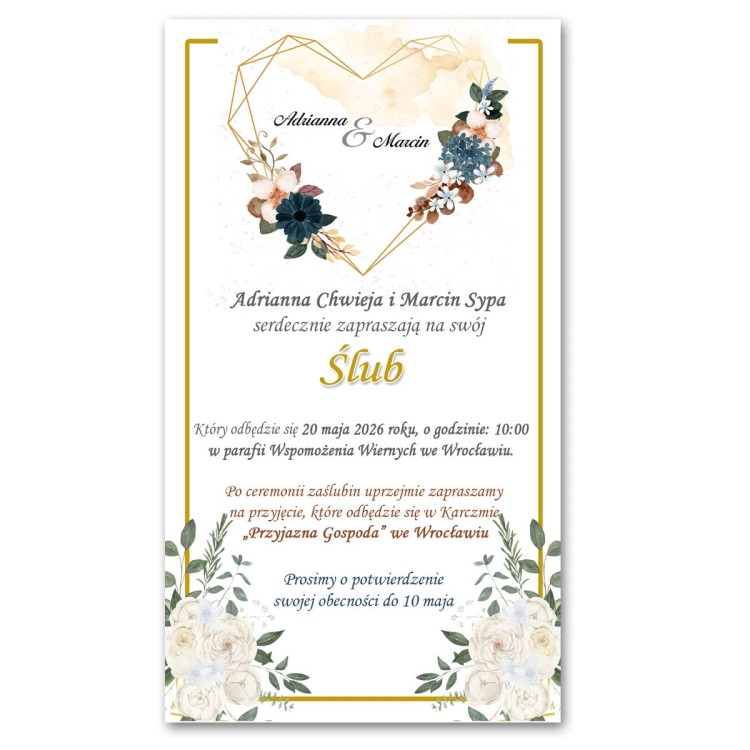 E-zaproszenia z personalizacją ślubne na uroczystość Ślubu