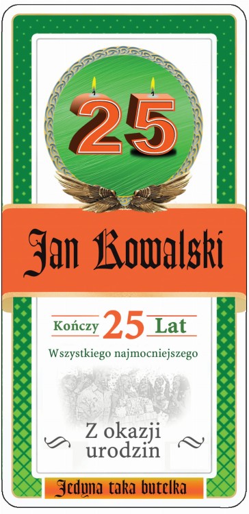 Etykieta na urodziny Jegermaister - personalizowana z życzeniami