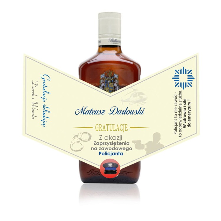 Etykieta personalizowana Ballantines - na ślubowanie dla policjanta lub policjantki