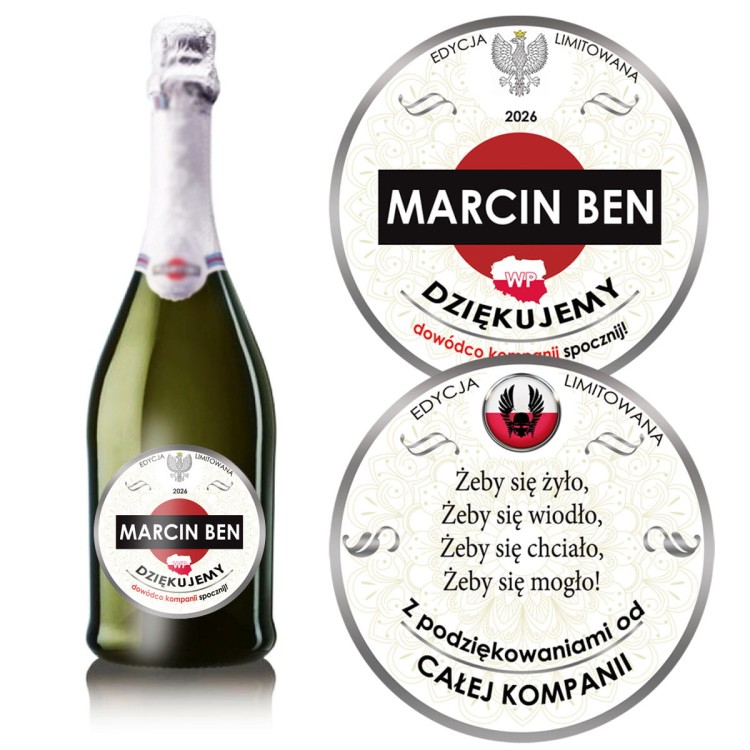 Wyjątkowy prezent na emeryturę wojskową - Etykieta personalizowana na szampana, Martini