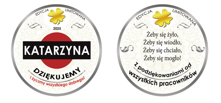Prezent dla pracownika na pożegnanie w pracy - etykieta na Martini