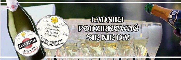 Kreatywny i oryginalny prezent na podziękowanie za współpracę- etykiety na alkohol Martini, wino, szampana