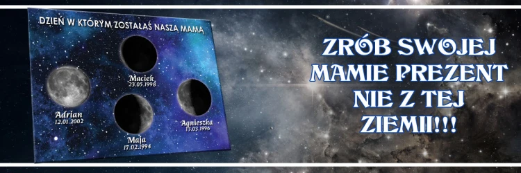 Wyjątkowy prezent astronomiczny dla każdej Mamy z personalizacją księżyców w dni których została Mamą.