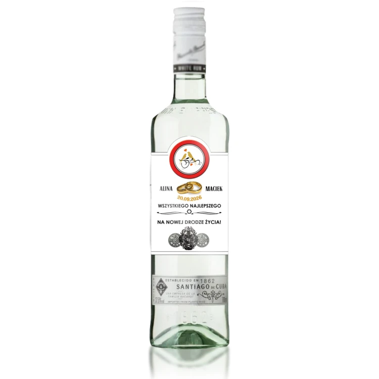 Naklejki personalizowane na Bacardi z okazji ślubu