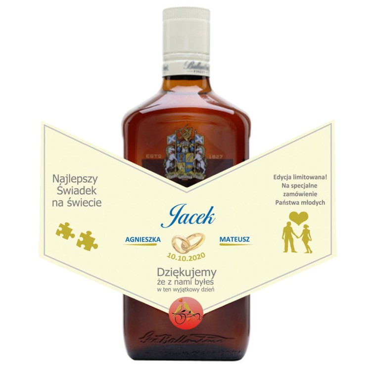 Oryginalny prezent dla Świadka Ślubu etykieta z personalizacją na whiskey