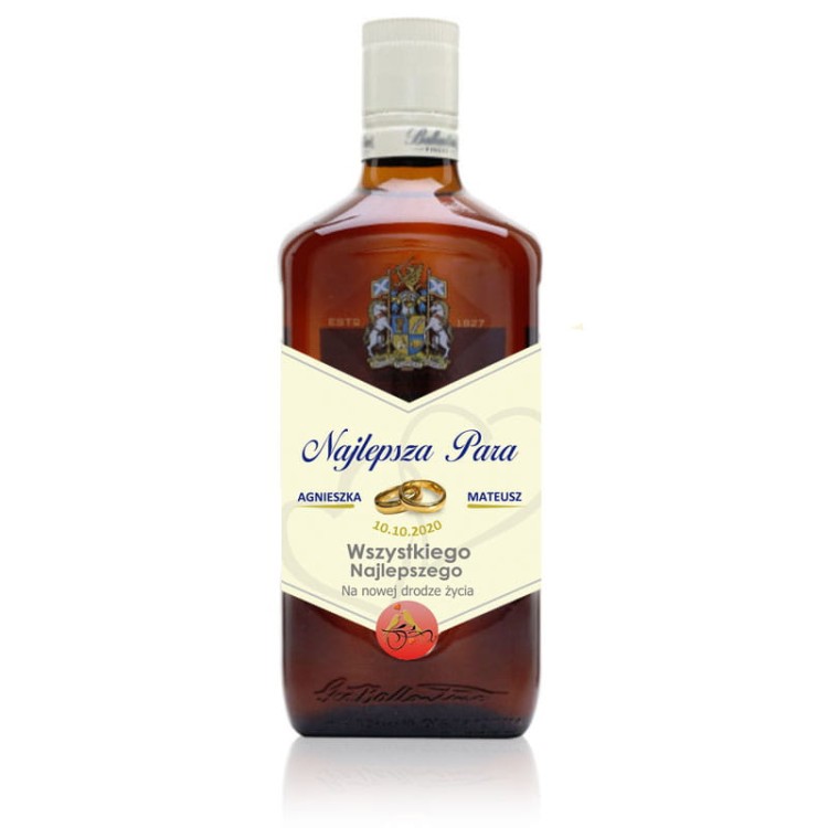 Etykieta Ballantines z personalizacją ślubną