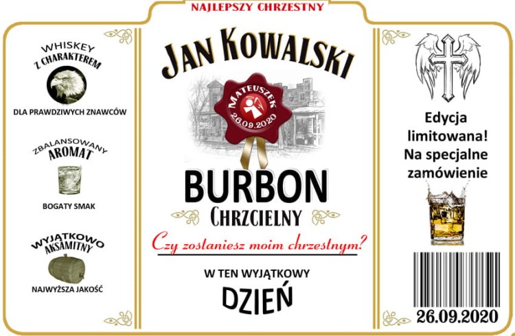 Prośba dla Chrzestnego, Chrzestnej - etykieta na Alkohol
