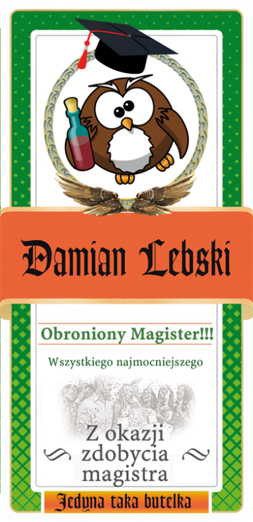 Etykieta personalizowana na Jagermaister z okazji ukończenia studiów