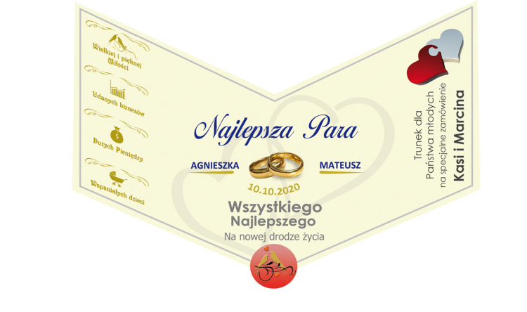 Prezent dla nowożeńców - etykieta z personalizacją na whisky
