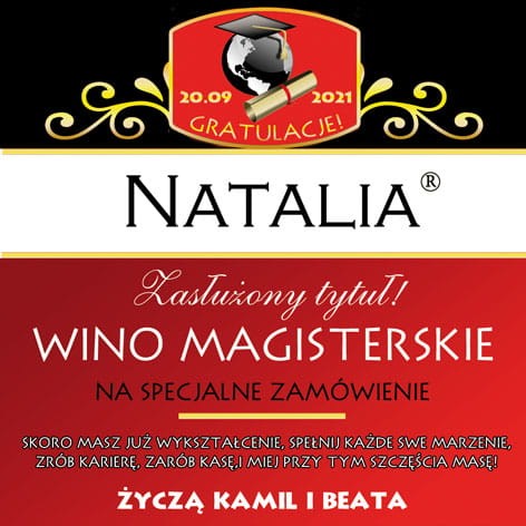 personalizowana etykieta na wino dla absolwenta studiów