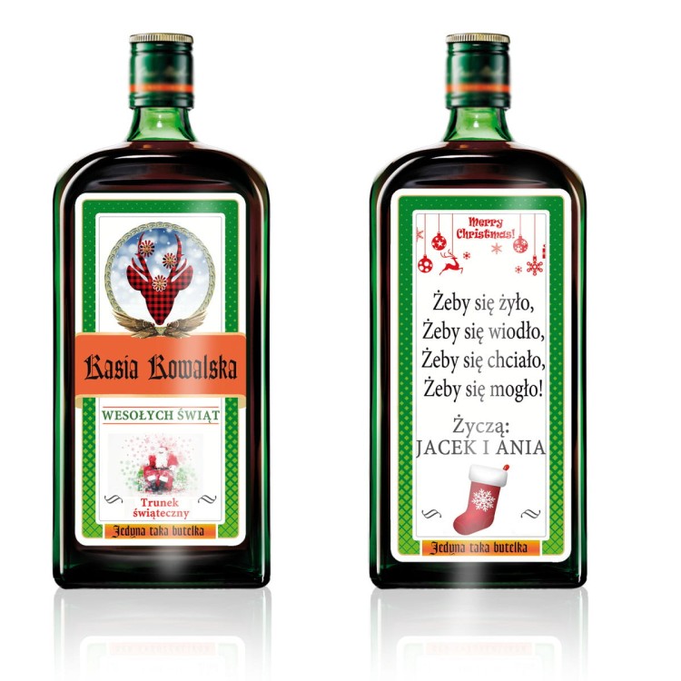 Etykieta Personalizowana Świąteczna na butelkę Jegermaister