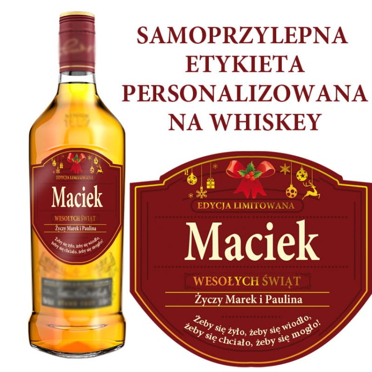 Personalizowana etykieta Świąteczna na Whisky Grants