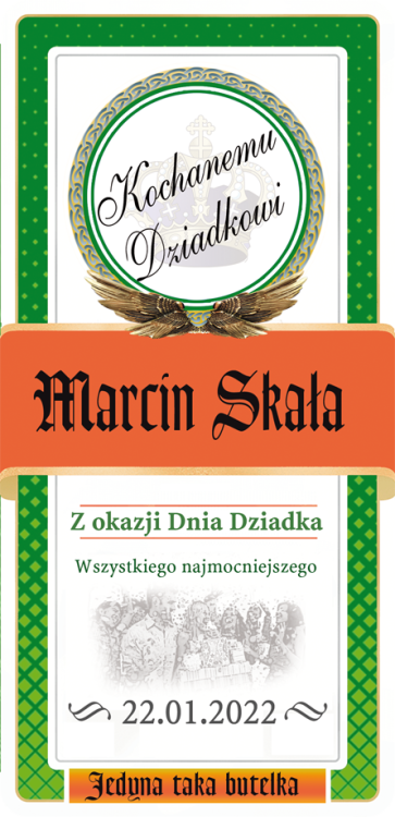 Etykieta na Jagera personalizowana na Dzień Dziadka