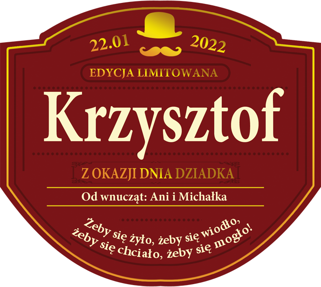 Oryginalny prezent na Dzień dziadka - Etykieta z personalizacją GRANTS