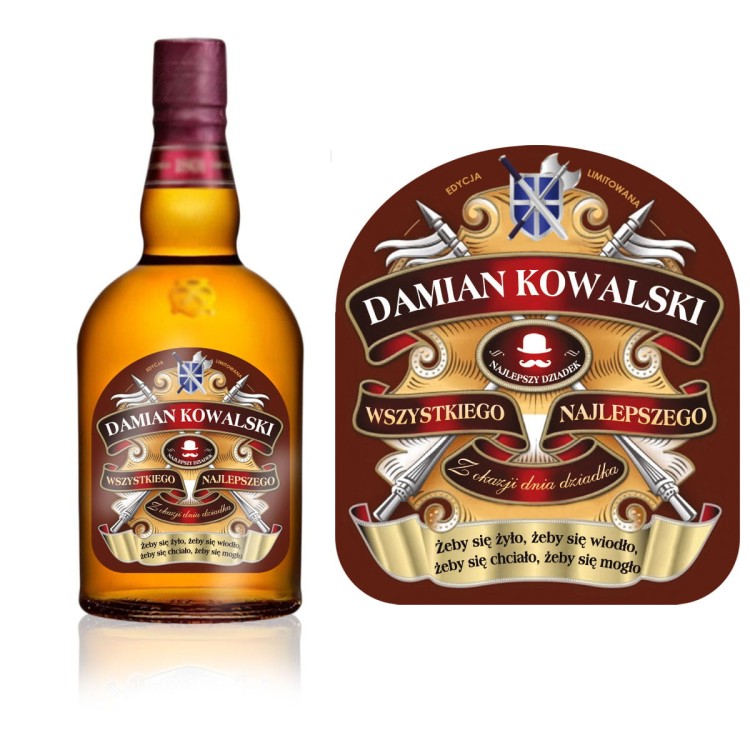 Personalizowana etykieta na whiskey CHIVAS - Dziań Dziadka