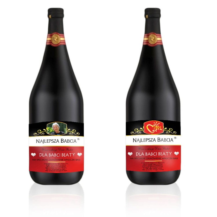 Etykieta na butelkę wina z dedykacją z okazji Dnia Babci
