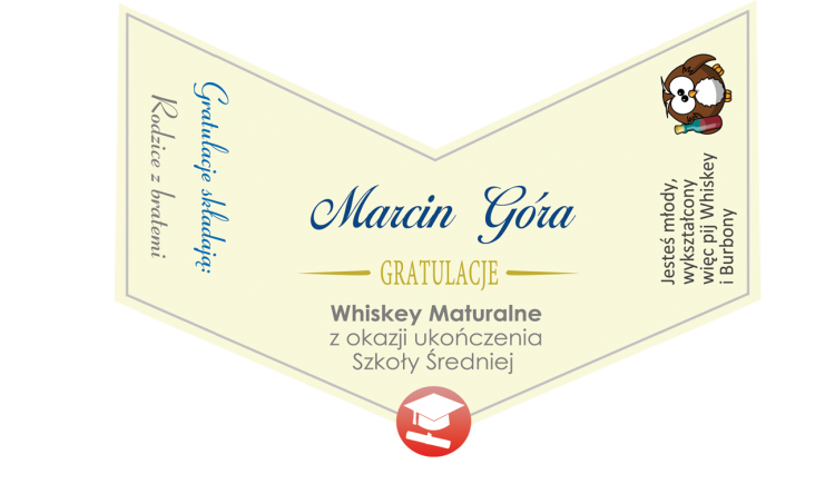 Prezent dla maturzysty etykieta personalizowana na whisky Ballantines